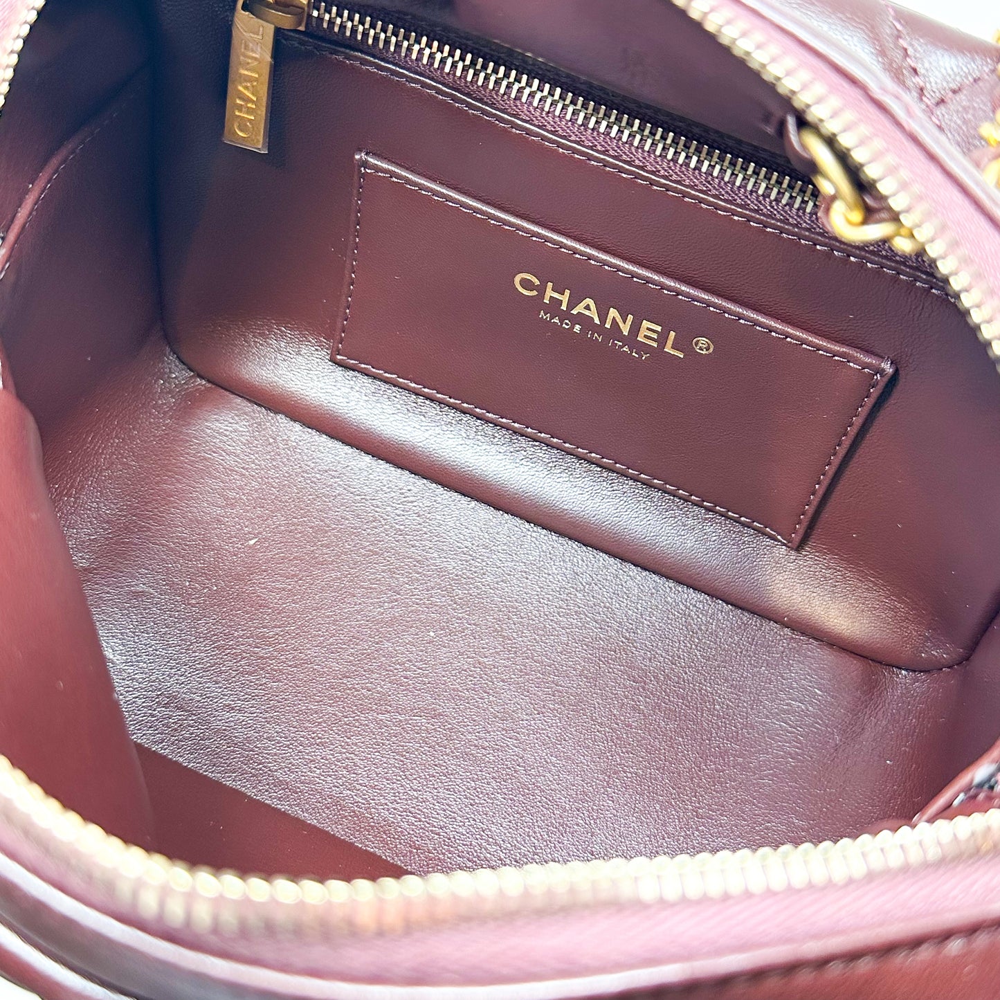 Chanel Burgundy Mini Wenge Wood Bowling Bag