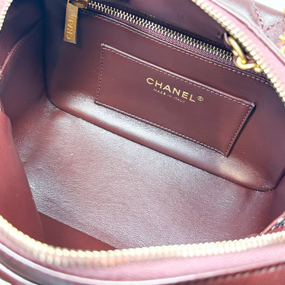 Chanel Burgundy Mini Wenge Wood Bowling Bag