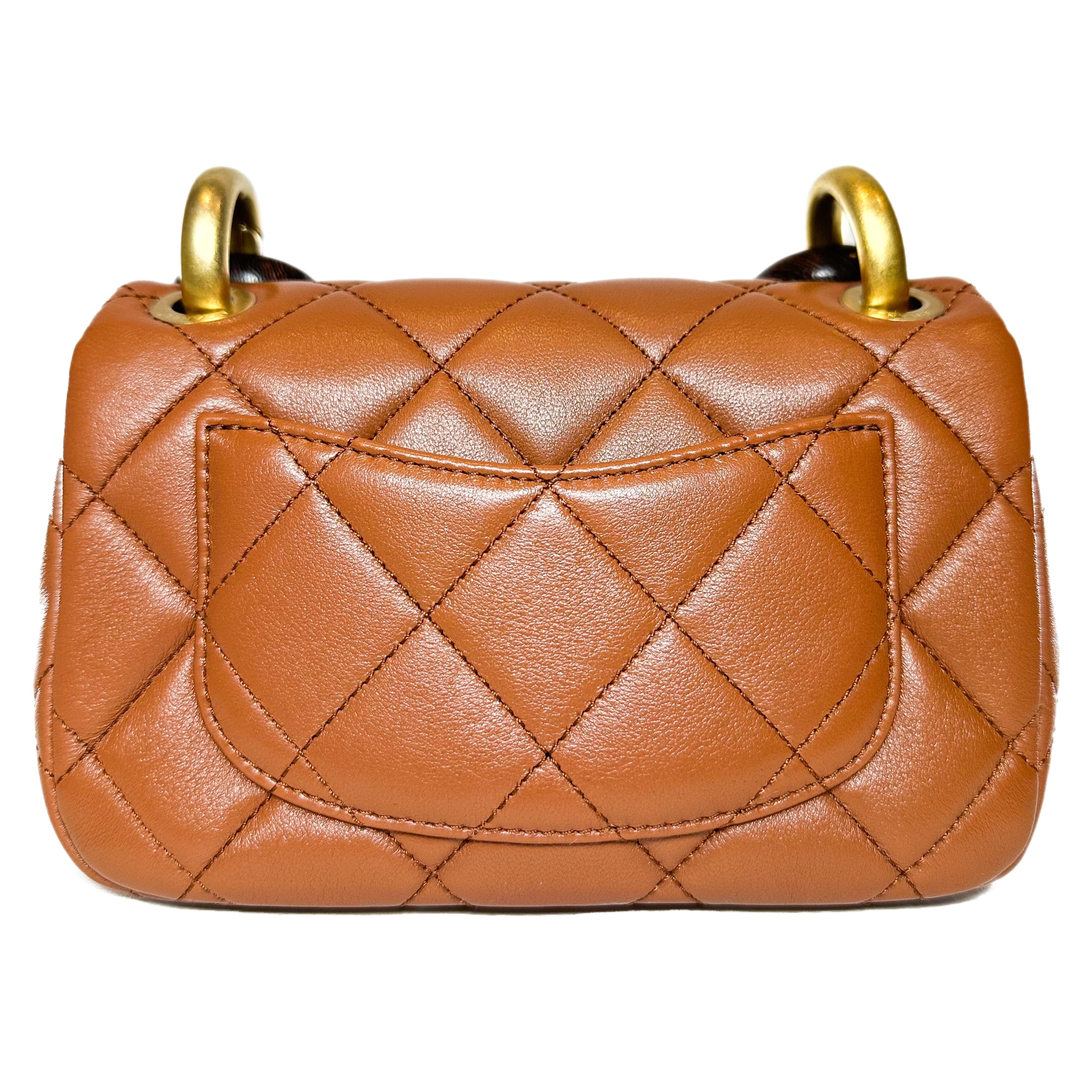 Chanel Caramel Brown Paris-Dakar Wenge Wood Mini Rectangular Flap