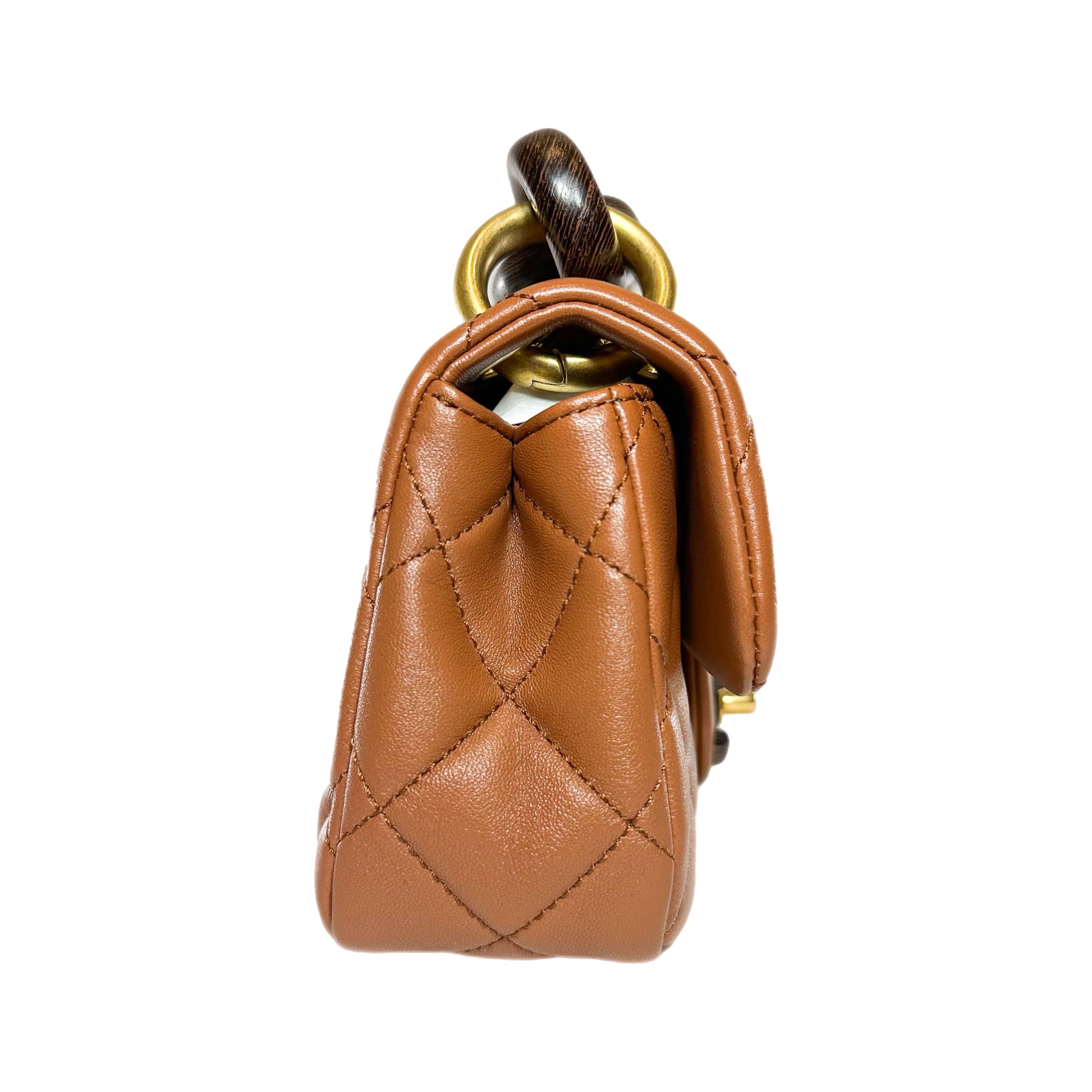 Chanel Caramel Brown Paris-Dakar Wenge Wood Mini Rectangular Flap Bag