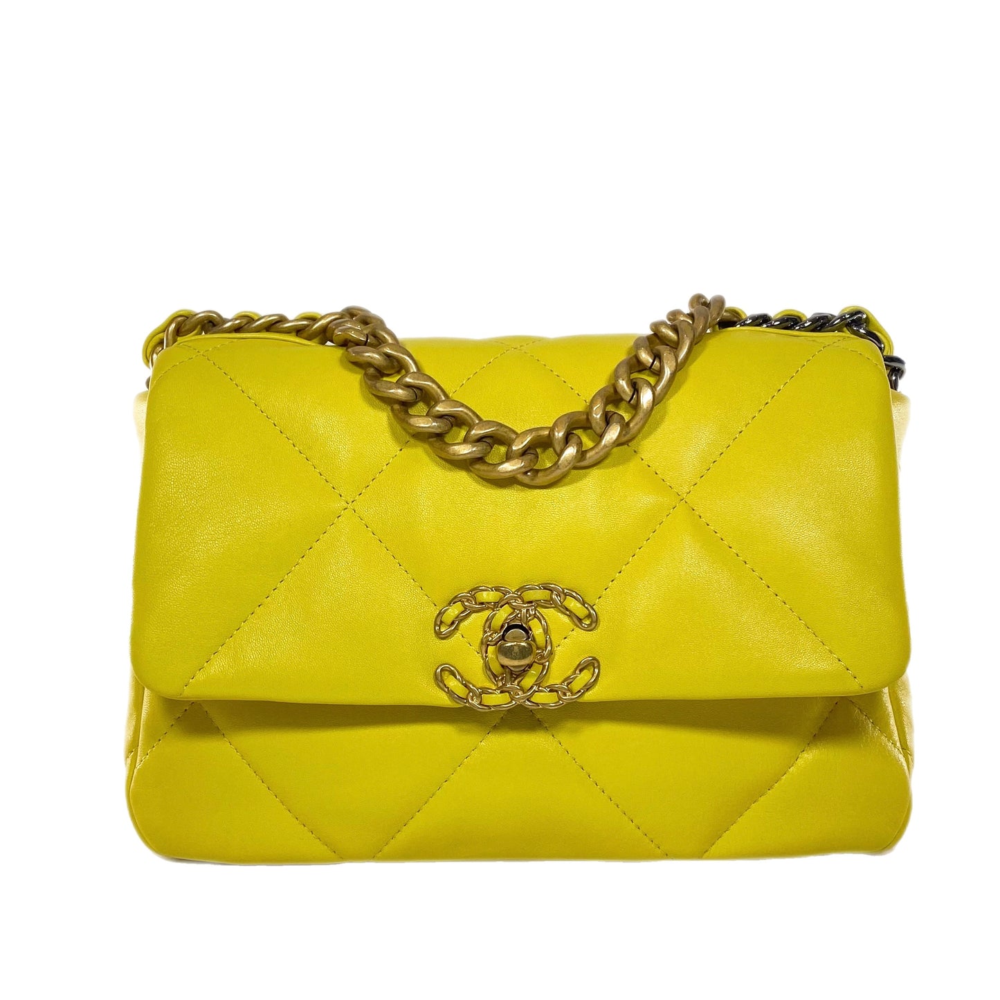 Chanel Yellow Lambskin Medium 19