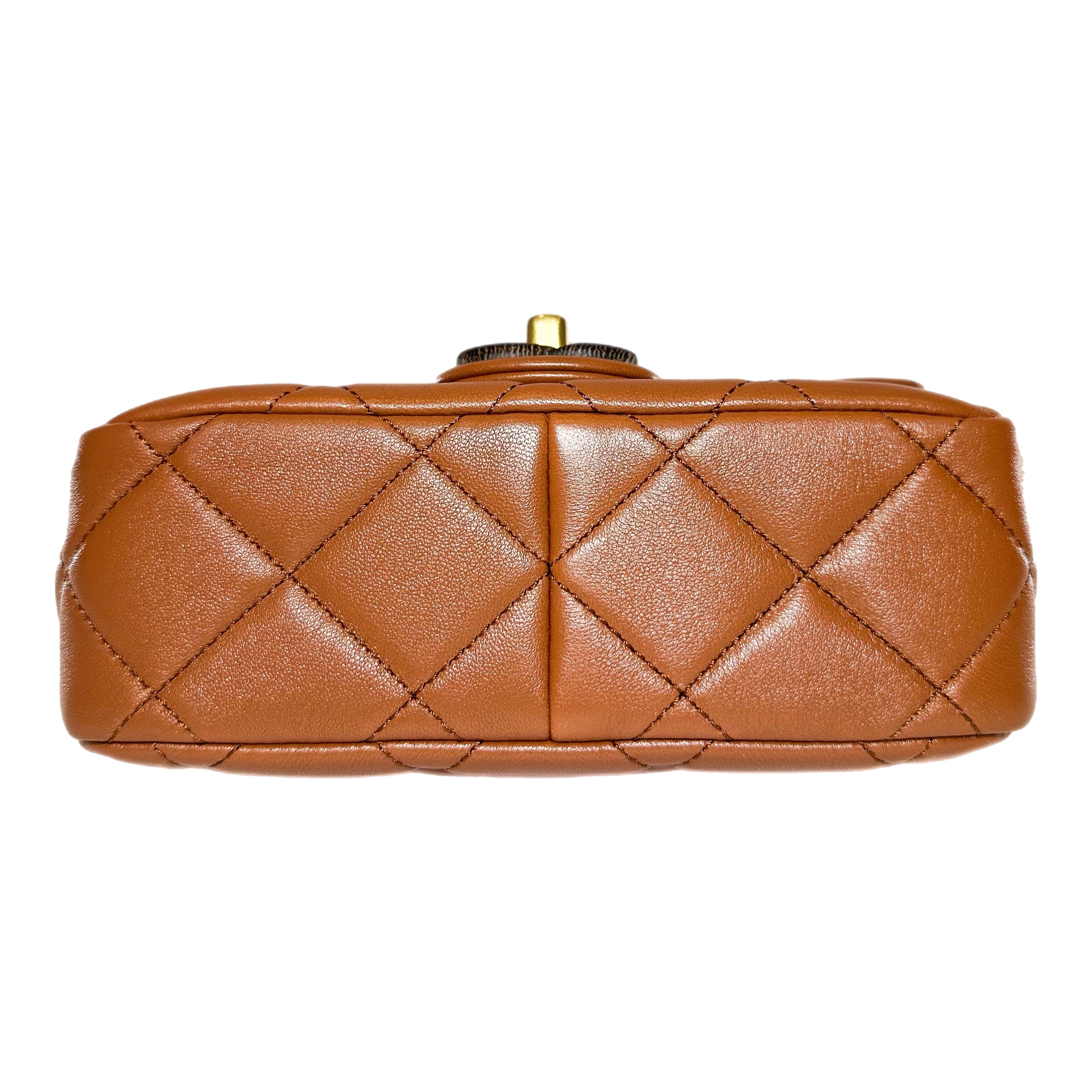 Chanel Caramel Brown Paris-Dakar Wenge Wood Mini Rectangular Flap Bag