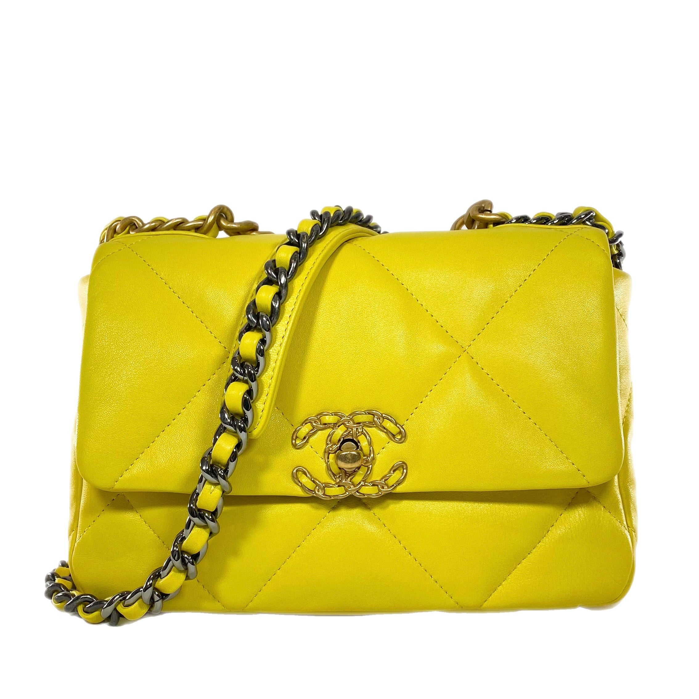 Chanel Yellow Lambskin Medium 19