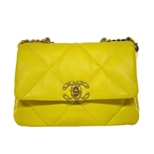 Chanel Yellow Lambskin Medium 19