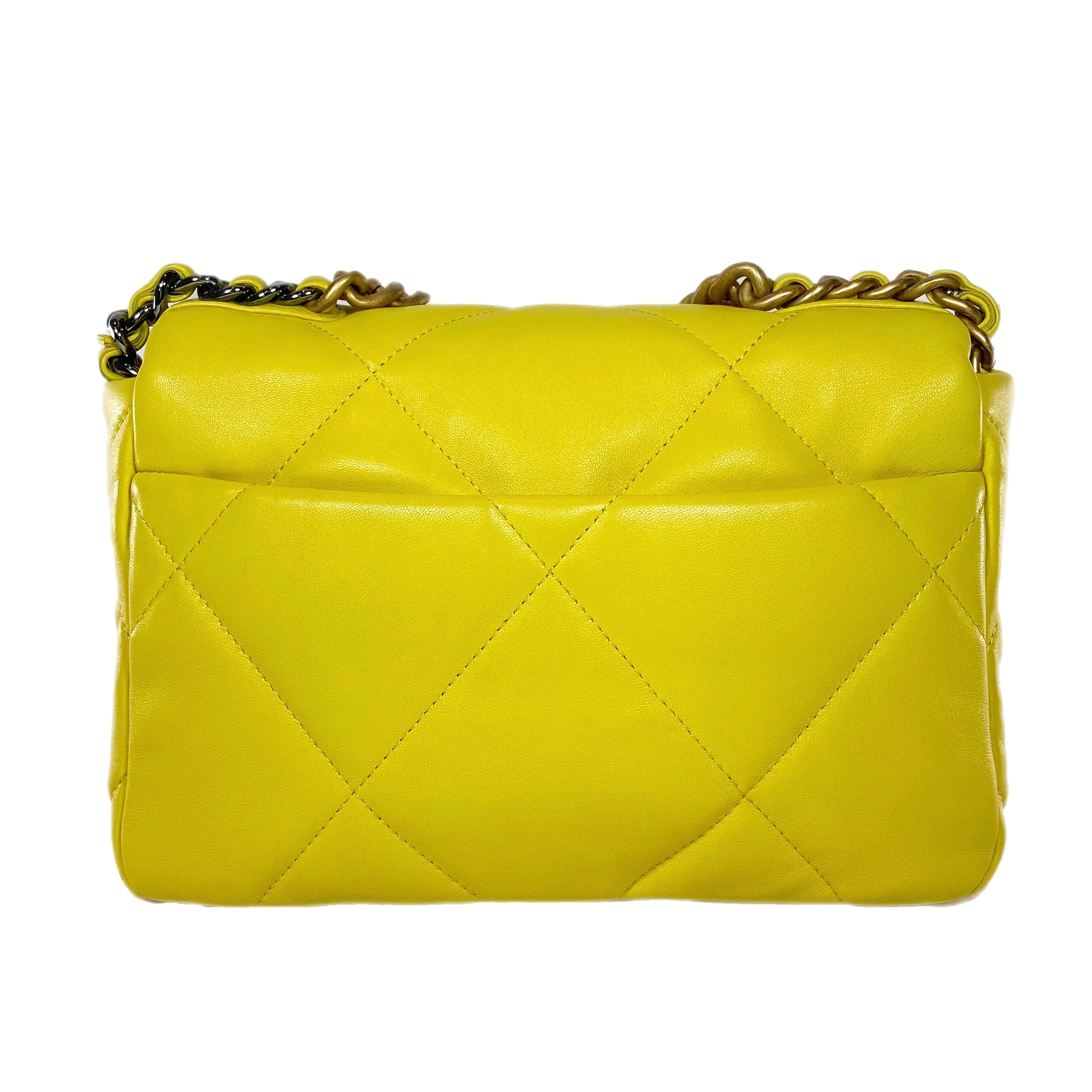 Chanel Yellow Lambskin Medium 19