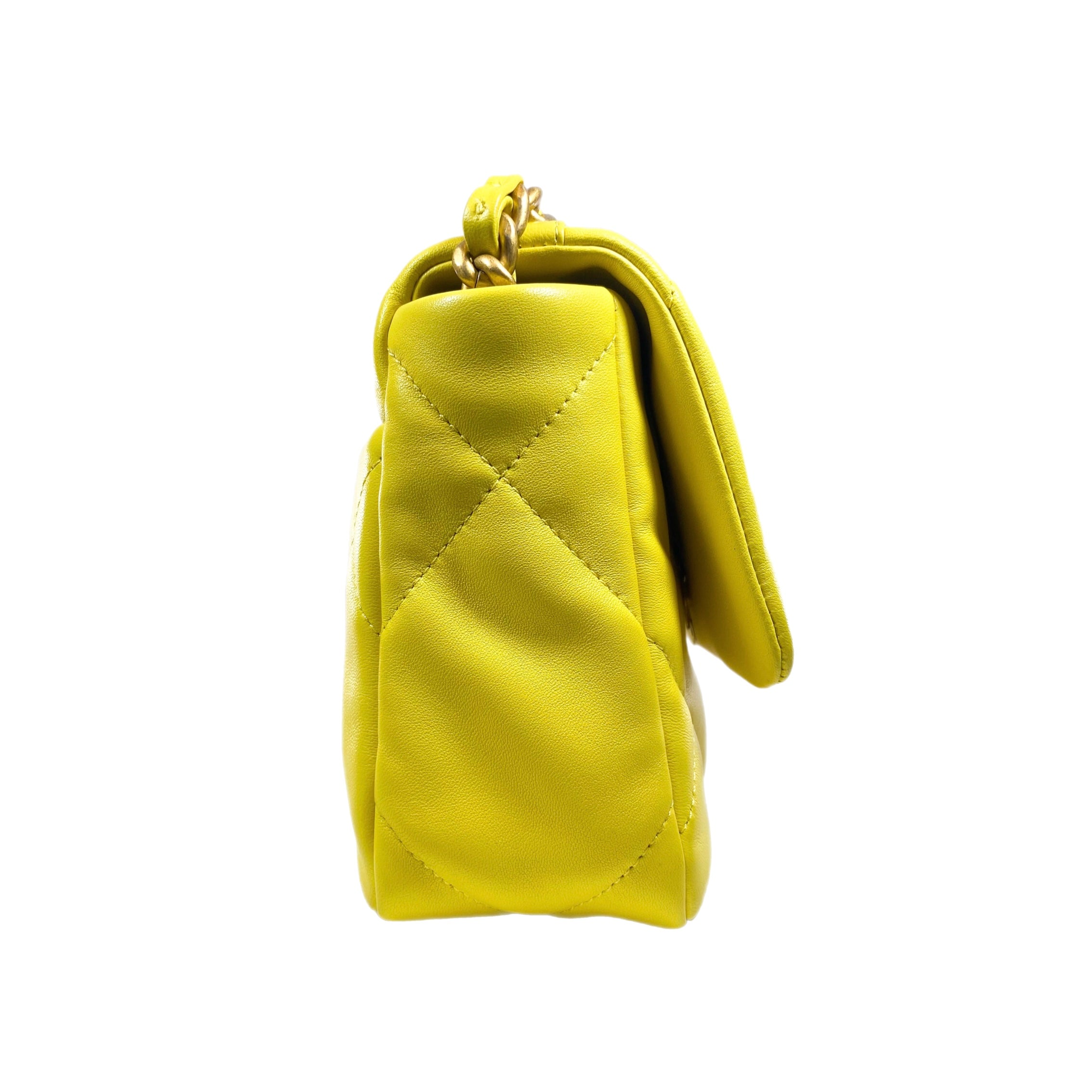 Chanel Yellow Lambskin Medium 19