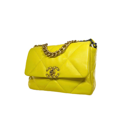 Chanel Yellow Lambskin Medium 19