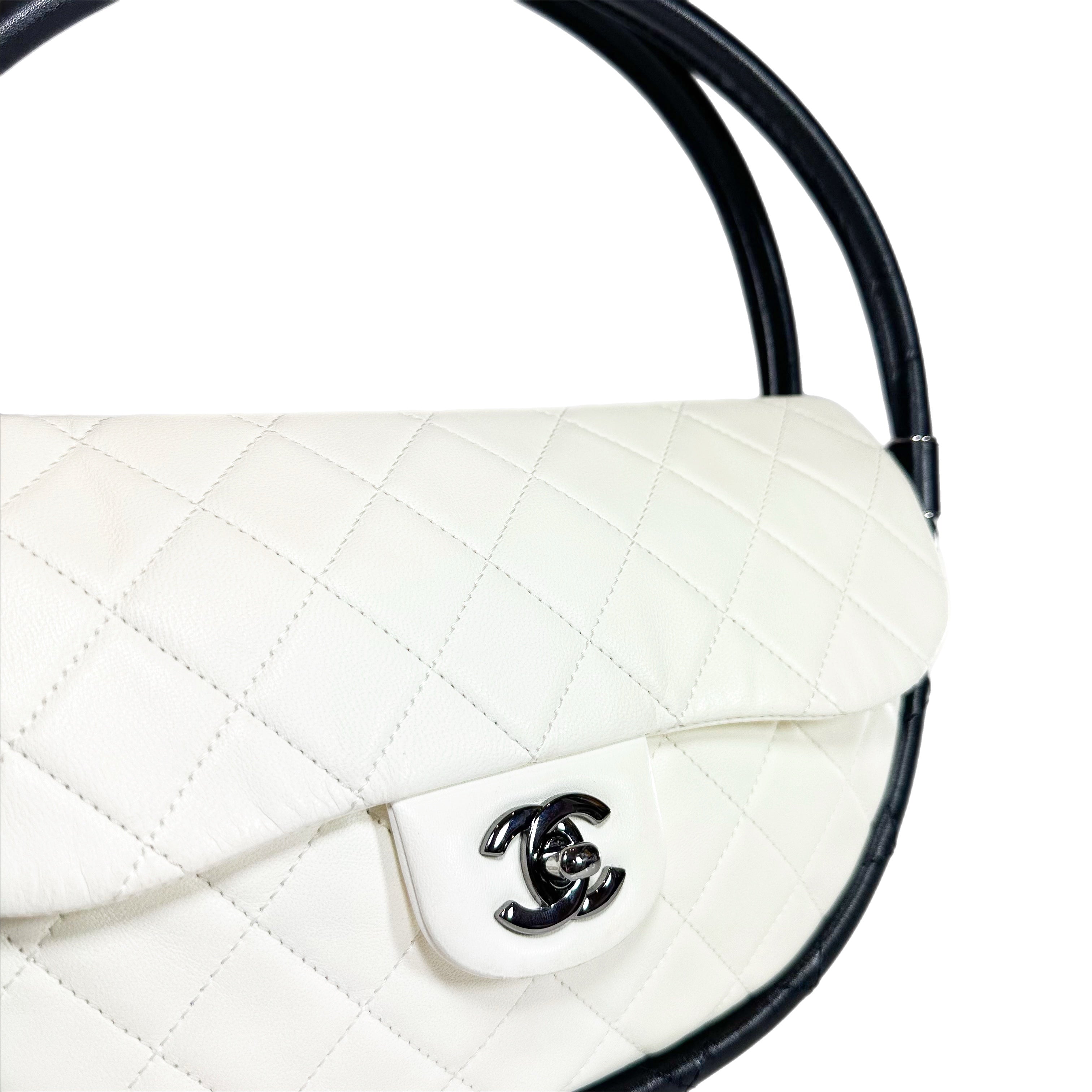 Chanel White Black Hula Hoop Bag