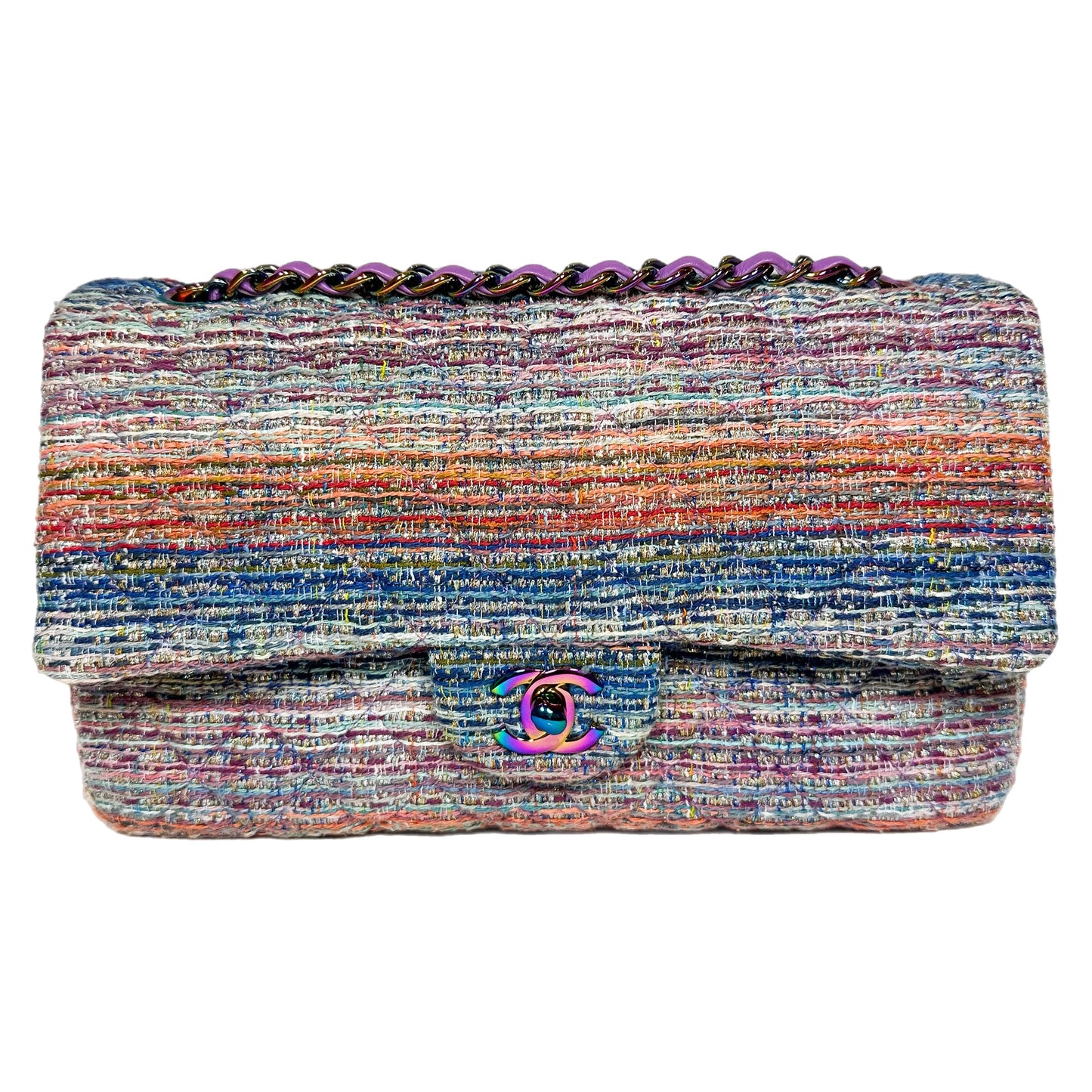 Chanel Multicolor Rainbow Chain Double Flap Bag