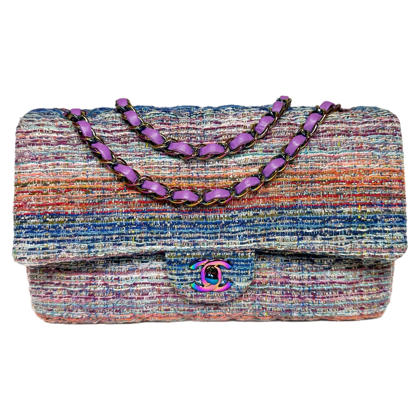 Chanel Multicolor Rainbow Chain Double Flap Bag