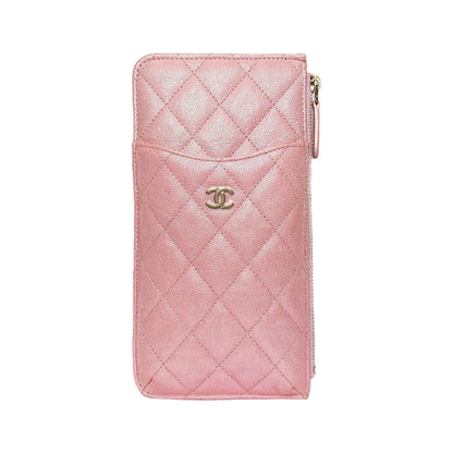 Chanel Iridescent Pink Classic Phone Case Pouch Wallet