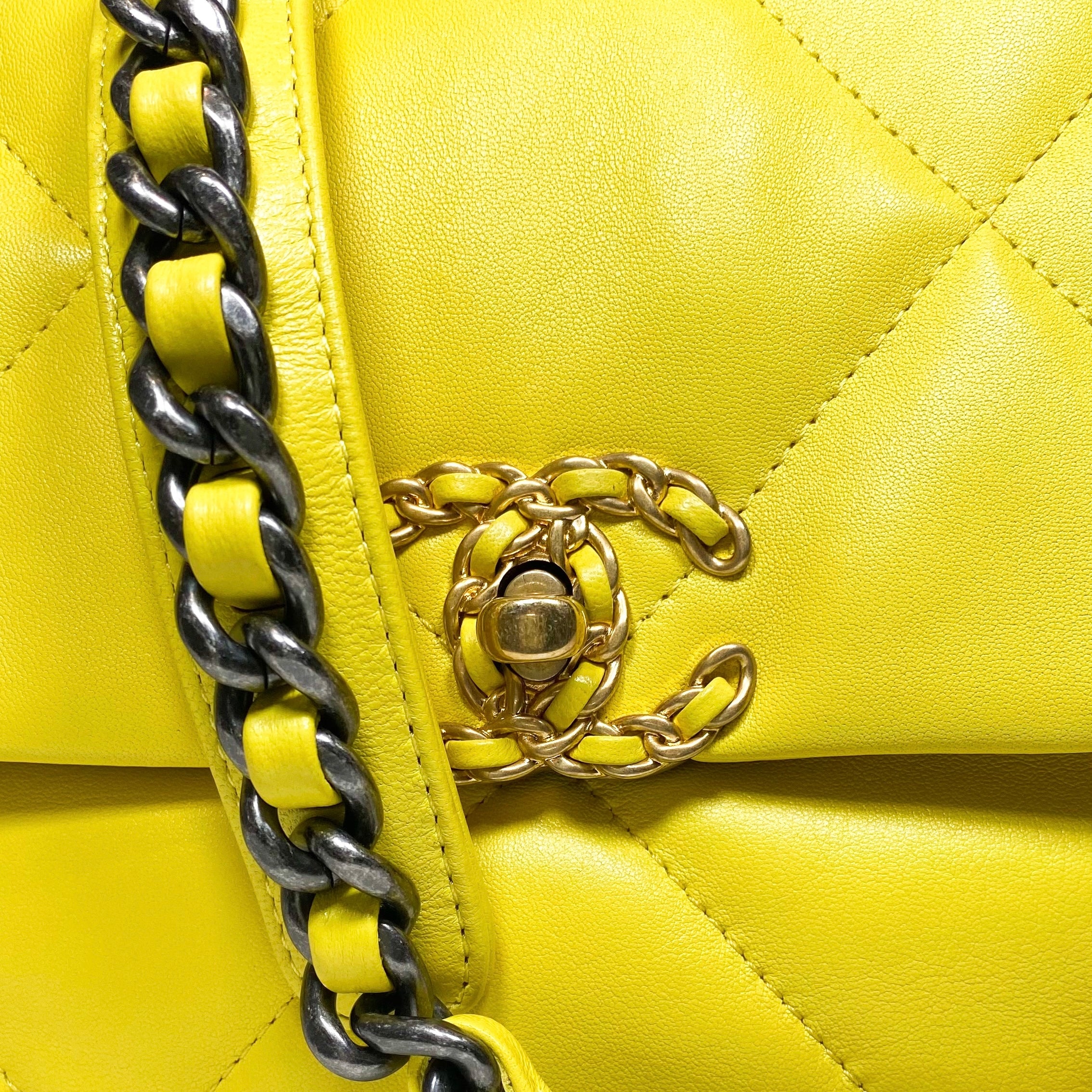 Chanel Yellow Lambskin Medium 19