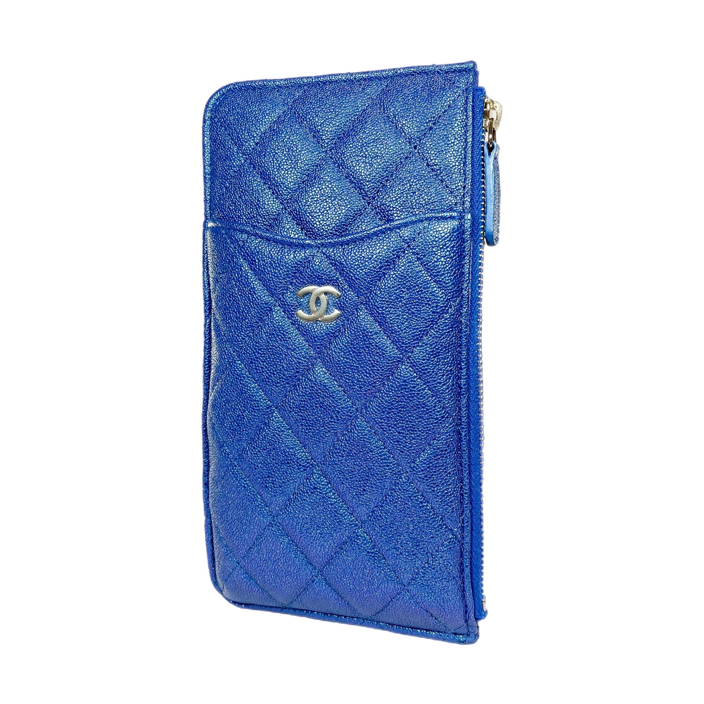 Chanel Iridescent Blue Classic Phone Case Pouch Wallet