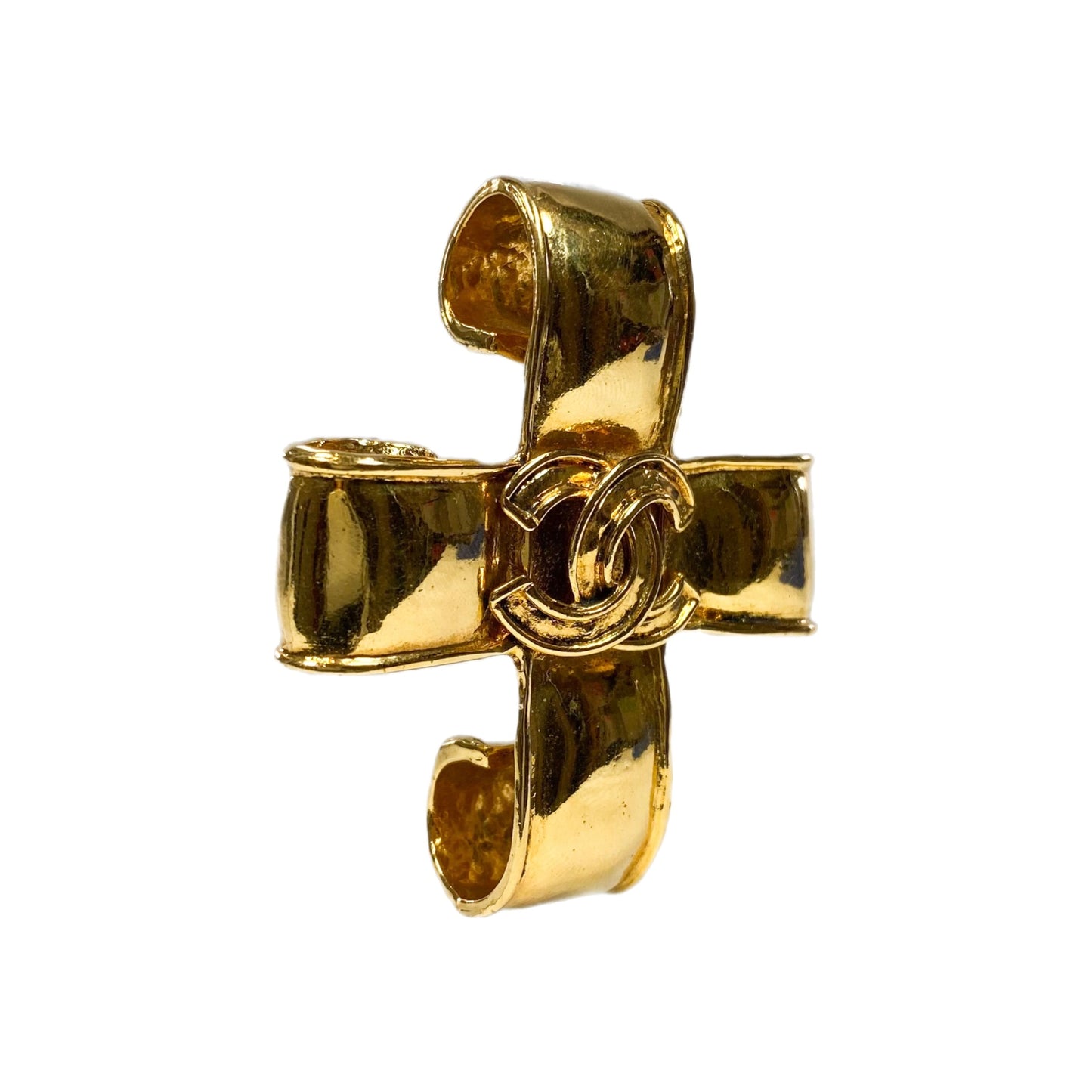 Chanel Gold CC Cross Brooch