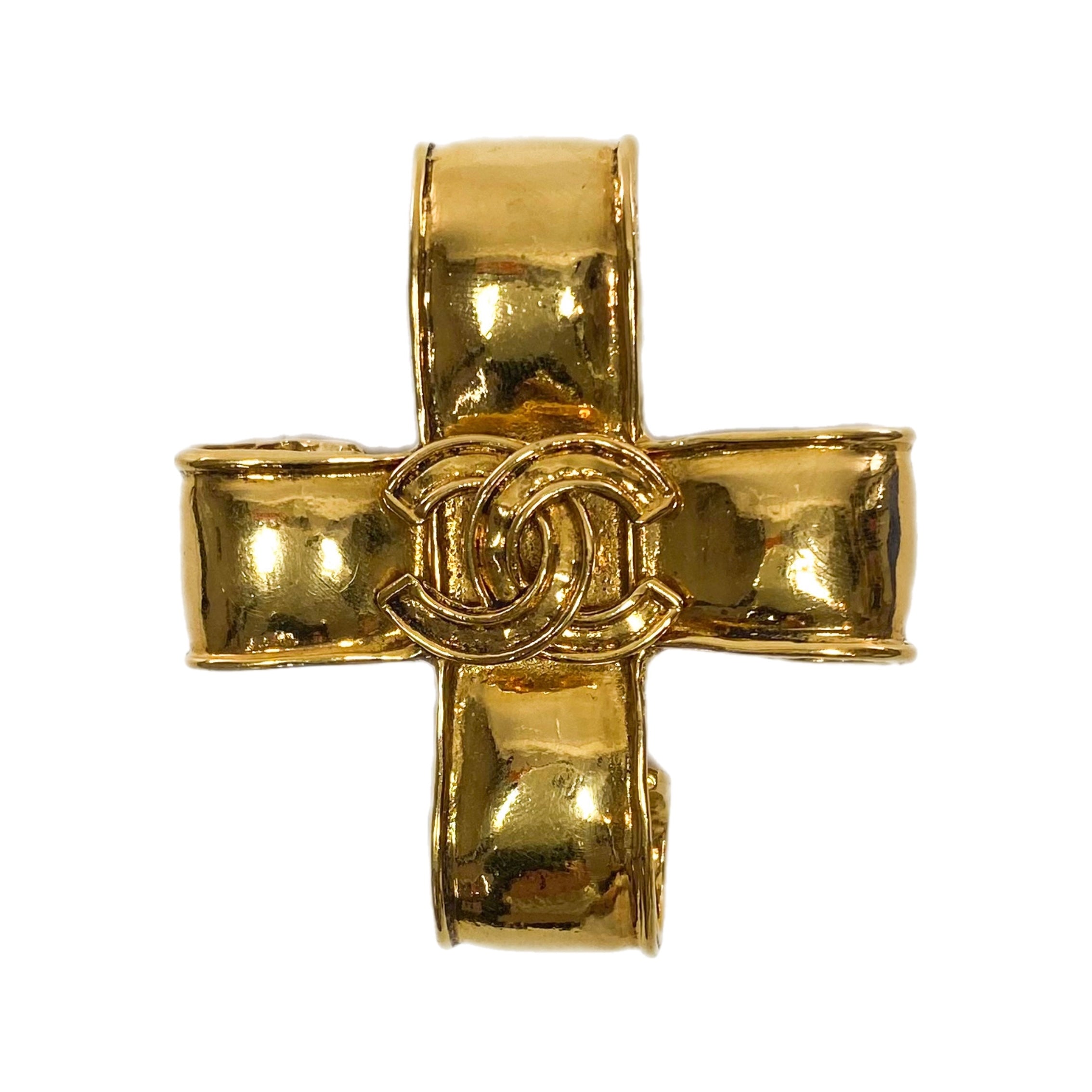 Chanel Gold CC Cross Brooch