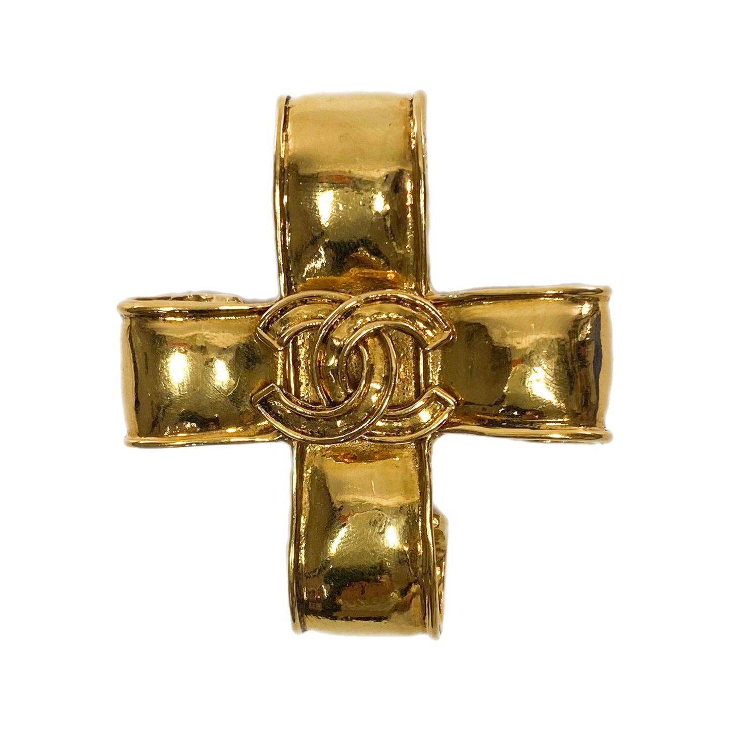 Chanel Gold CC Cross Brooch