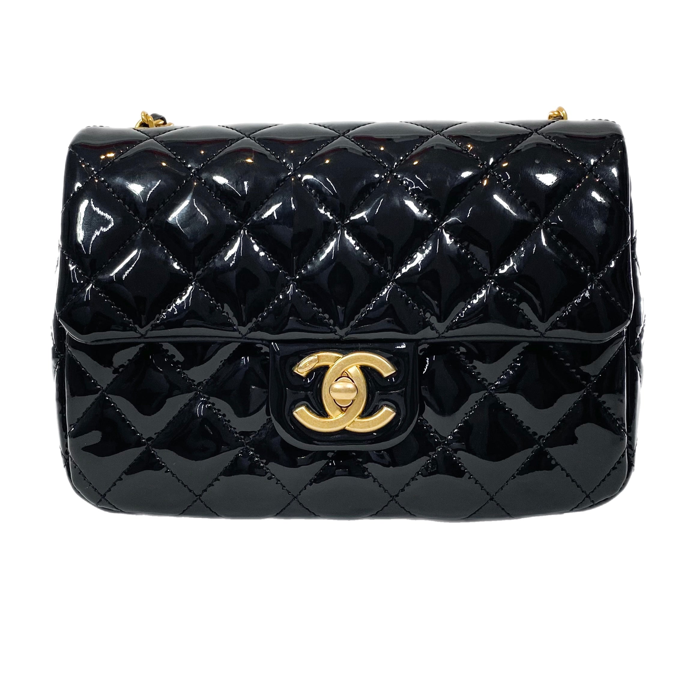 Chanel Quilted Mini Rectangular Lambskin Black Flap With Charms Gold H –  Coco Approved Studio