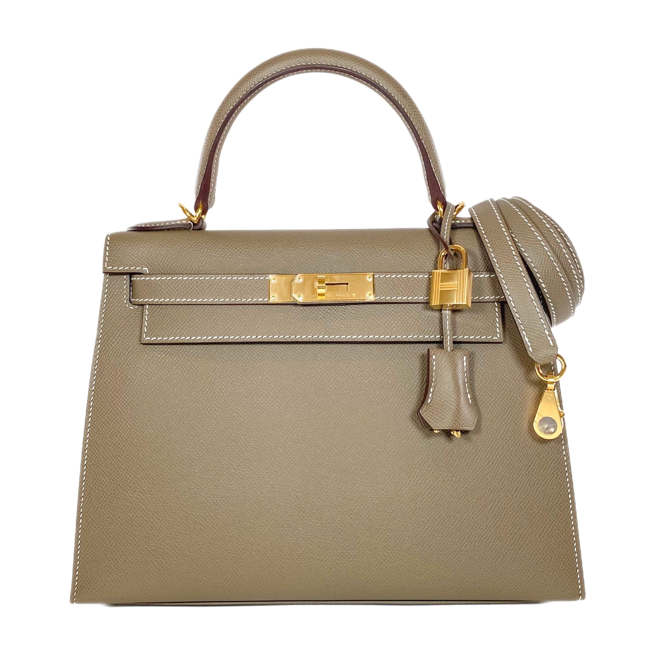 Hermes Kelly 28 Etoupe Epsom Gold Hardware