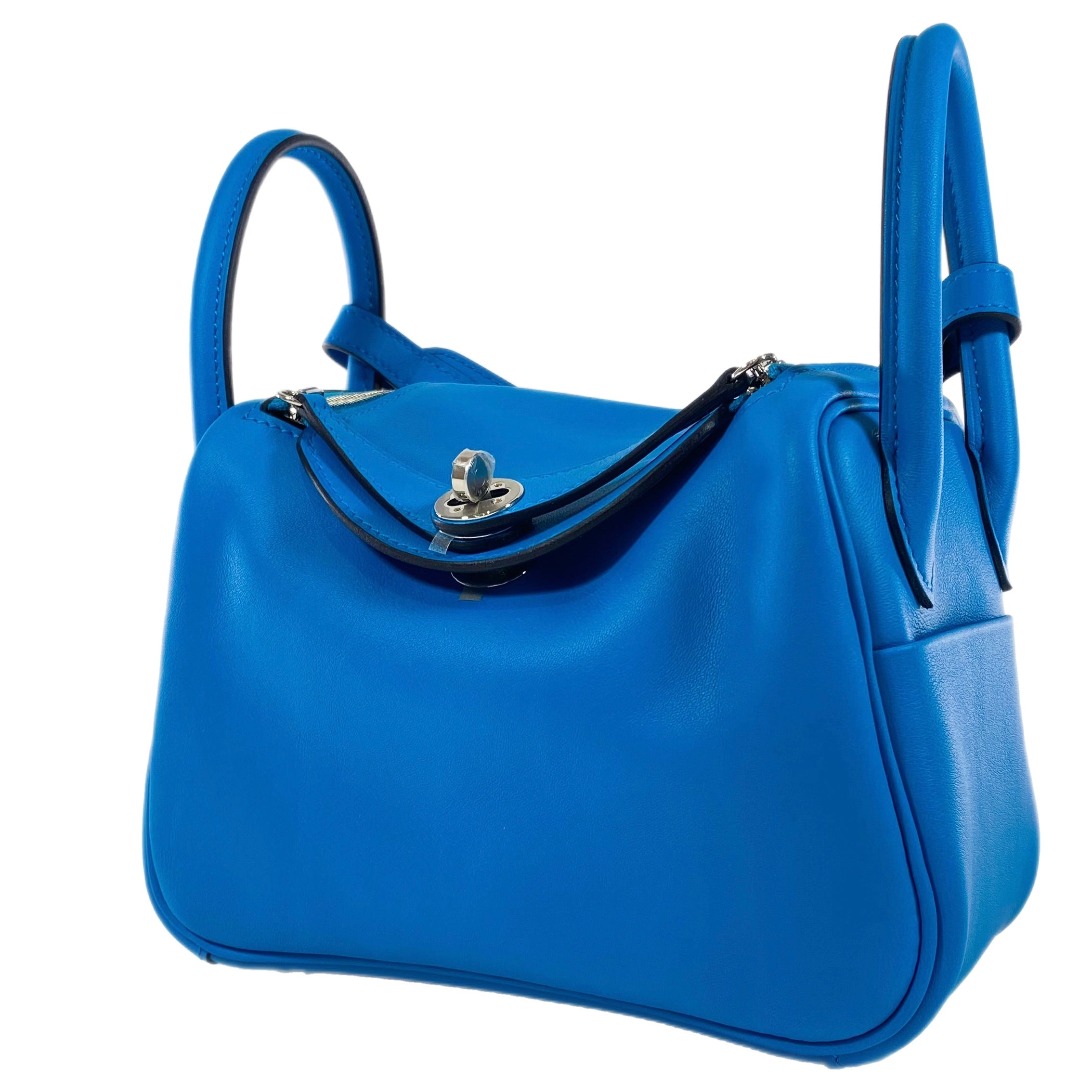 Hermes Mini Lindy In Bleu Frida, Palladium Hardware, Taurillon Clemenc –  Found Fashion