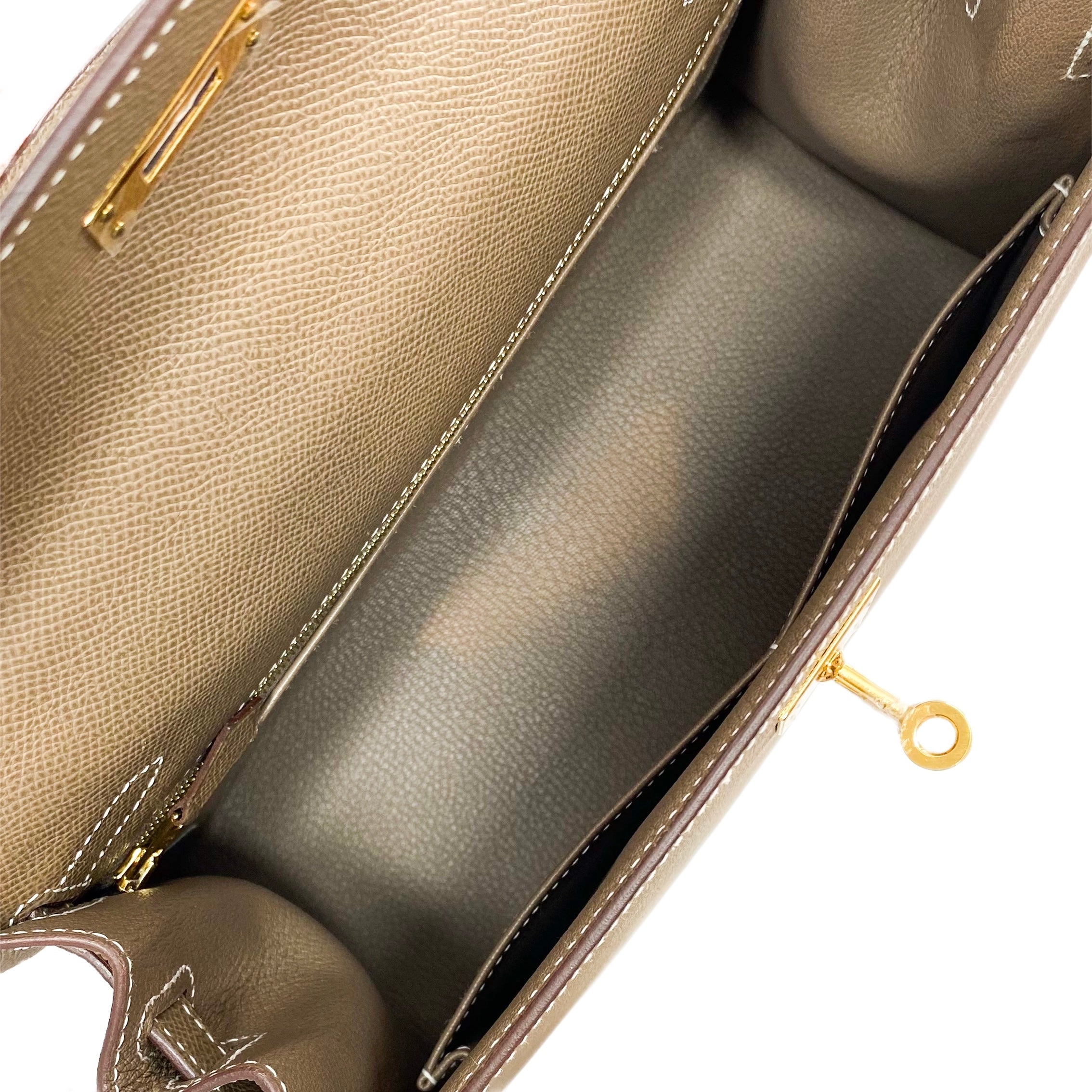 Hermes Kelly 28 Etoupe Epsom Gold Hardware