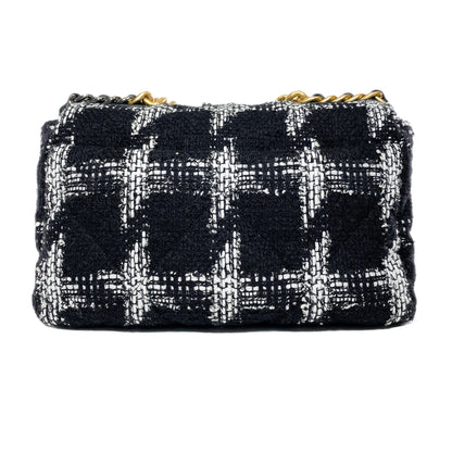 Chanel 19 Medium Black and White Tweed Flap Bag