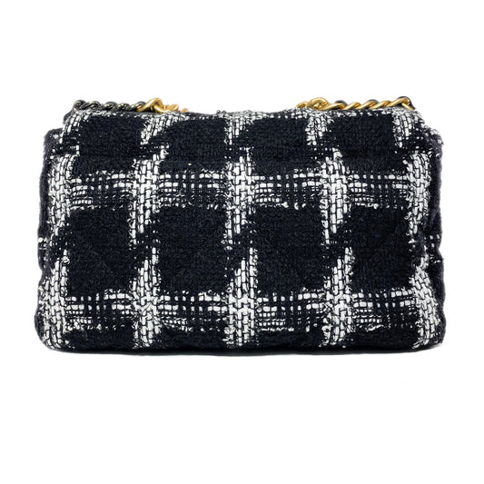 Chanel 19 Medium Black and White Tweed Flap Bag