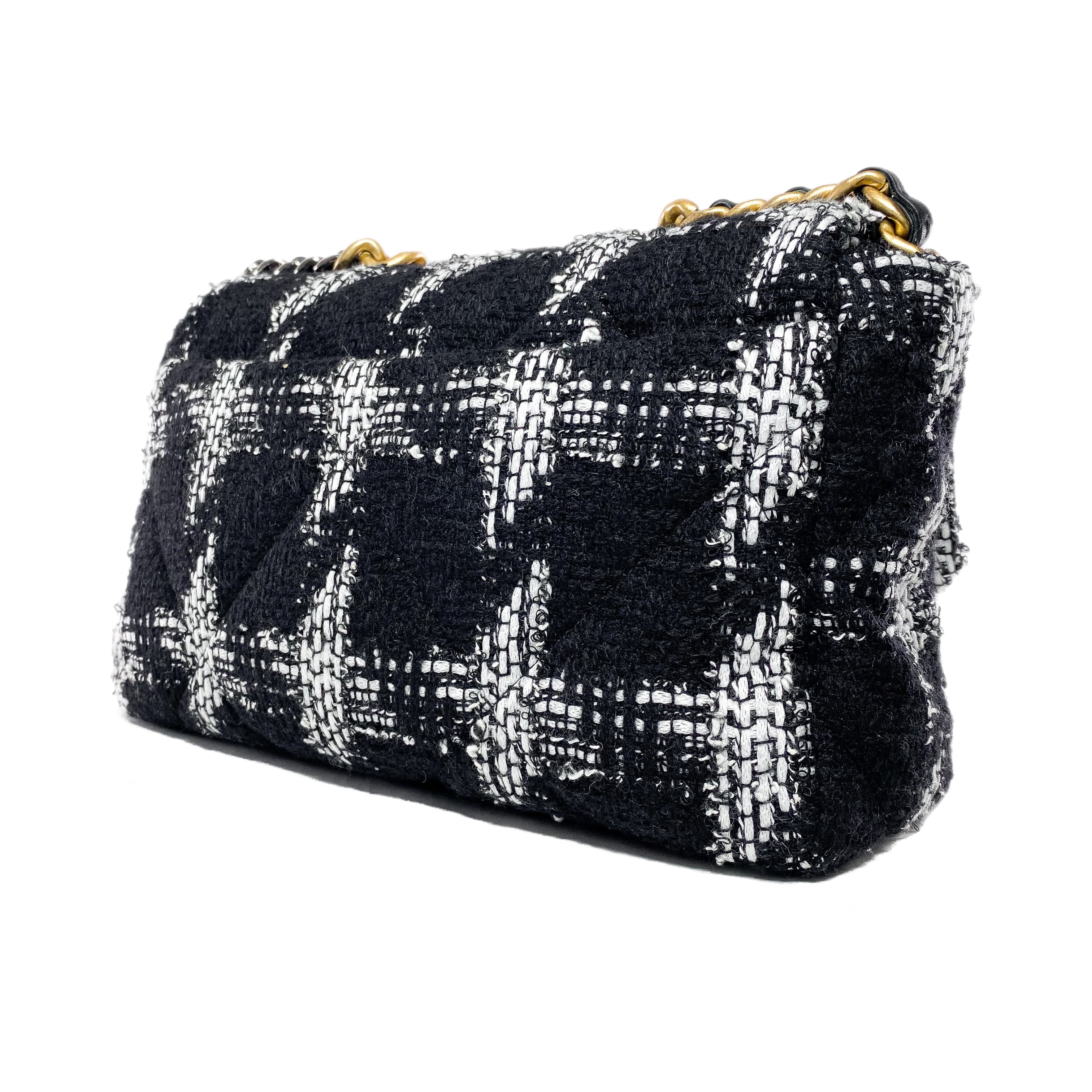 Chanel black and sales white tweed bag