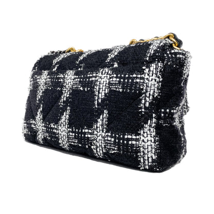 Chanel 19 Medium Black and White Tweed Flap Bag