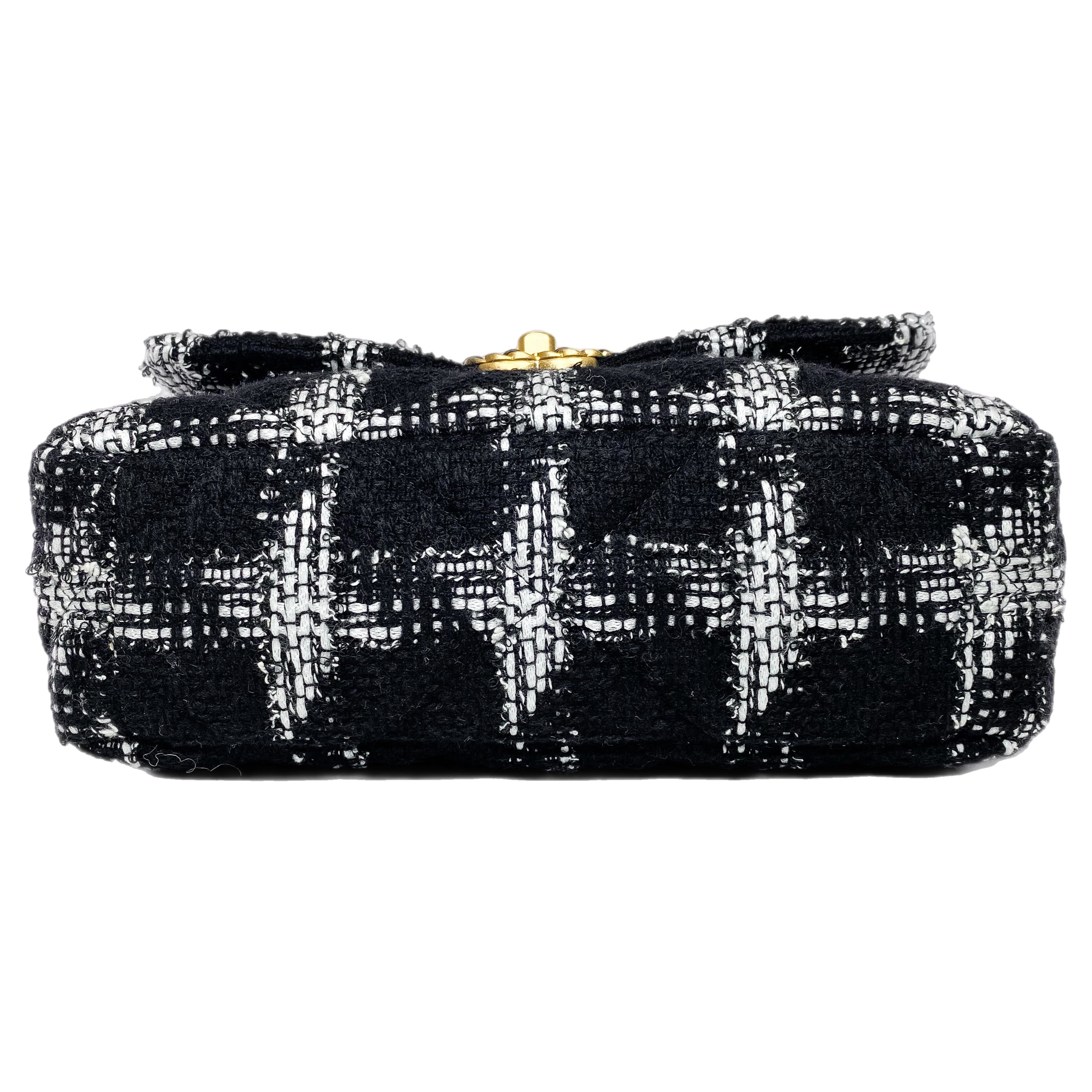 Chanel 19 Medium Black and White Tweed Flap Bag