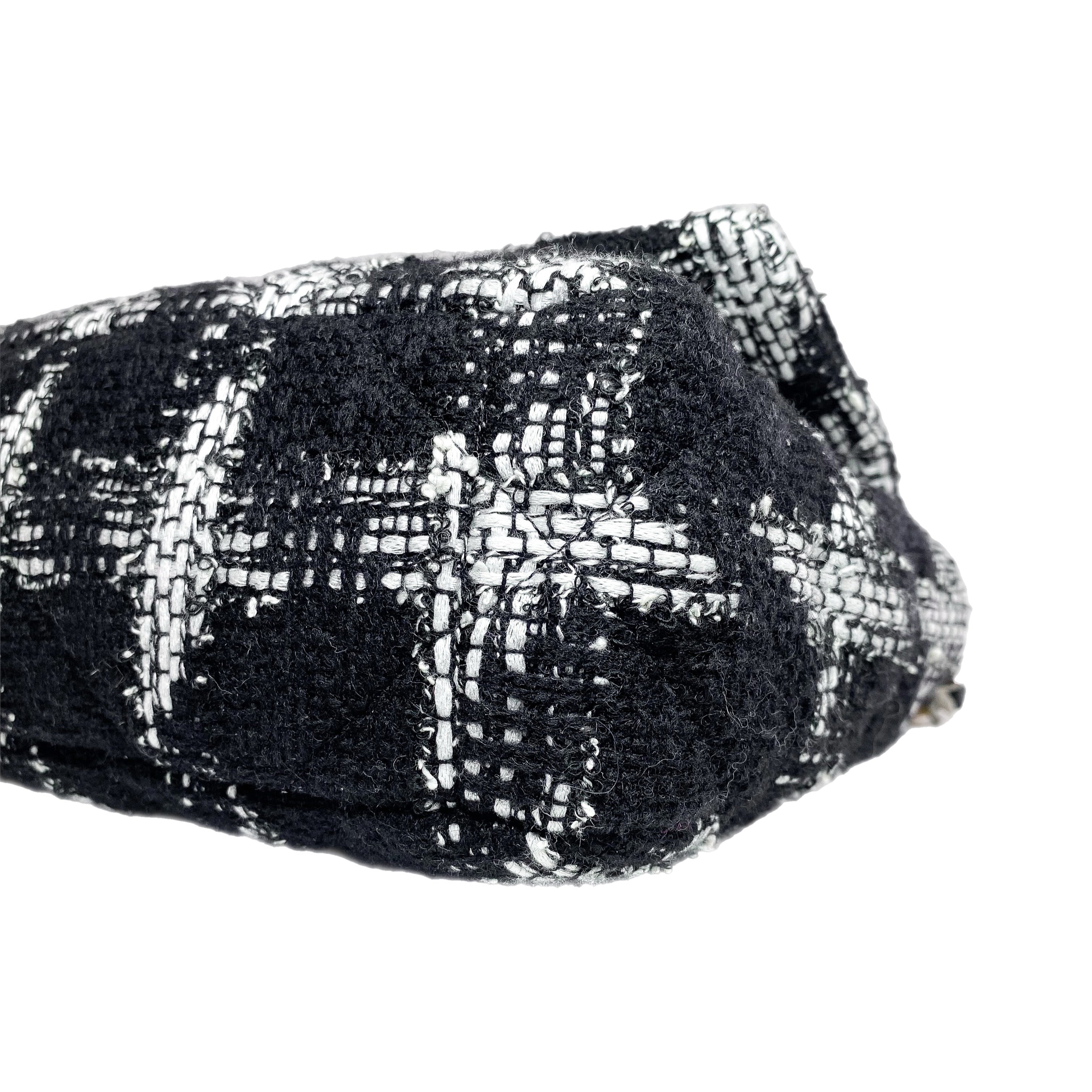 Chanel 19 Medium Black and White Tweed Flap Bag