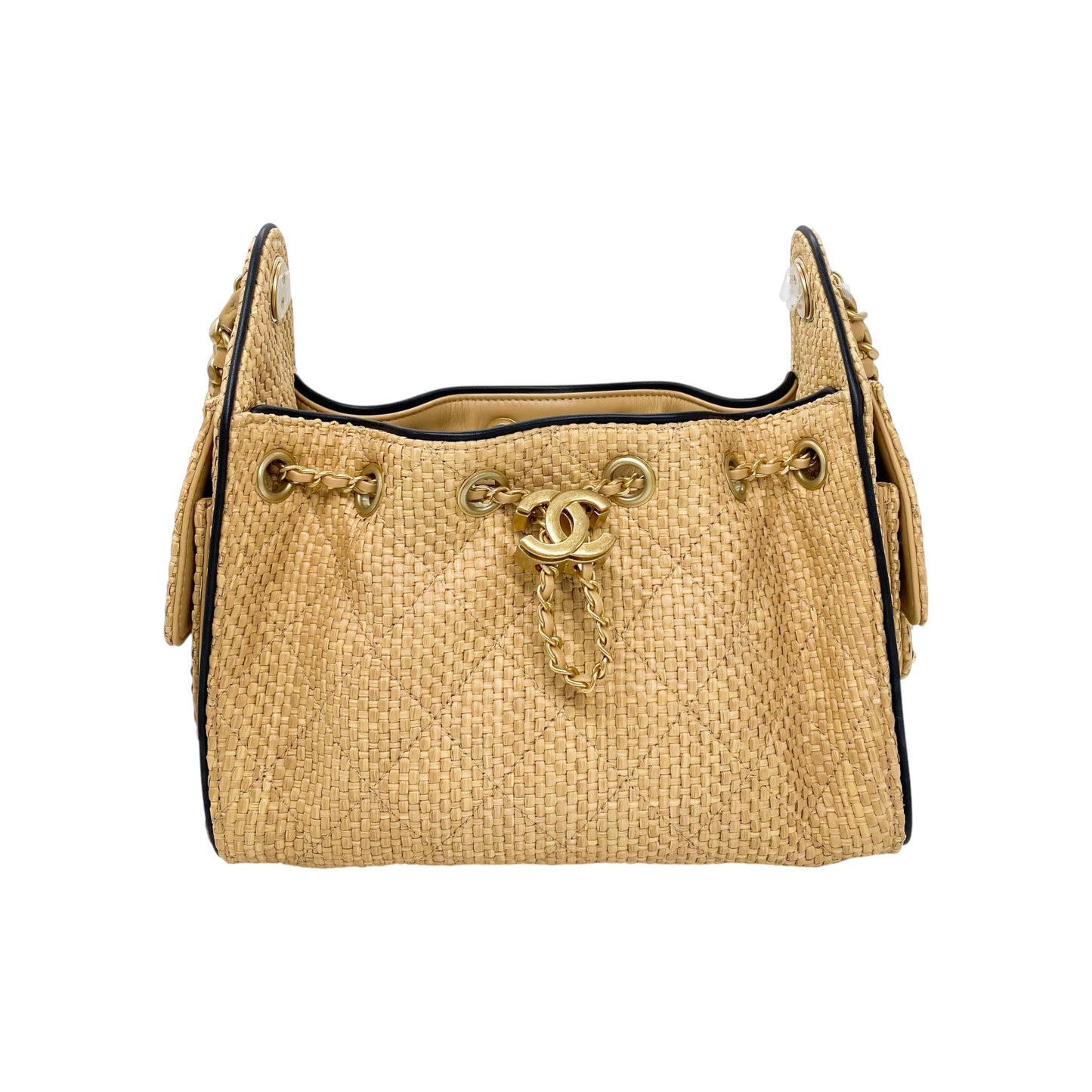 Chanel 25 Beige Raffia Mini