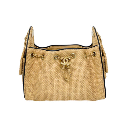 Chanel 25 Beige Raffia Mini