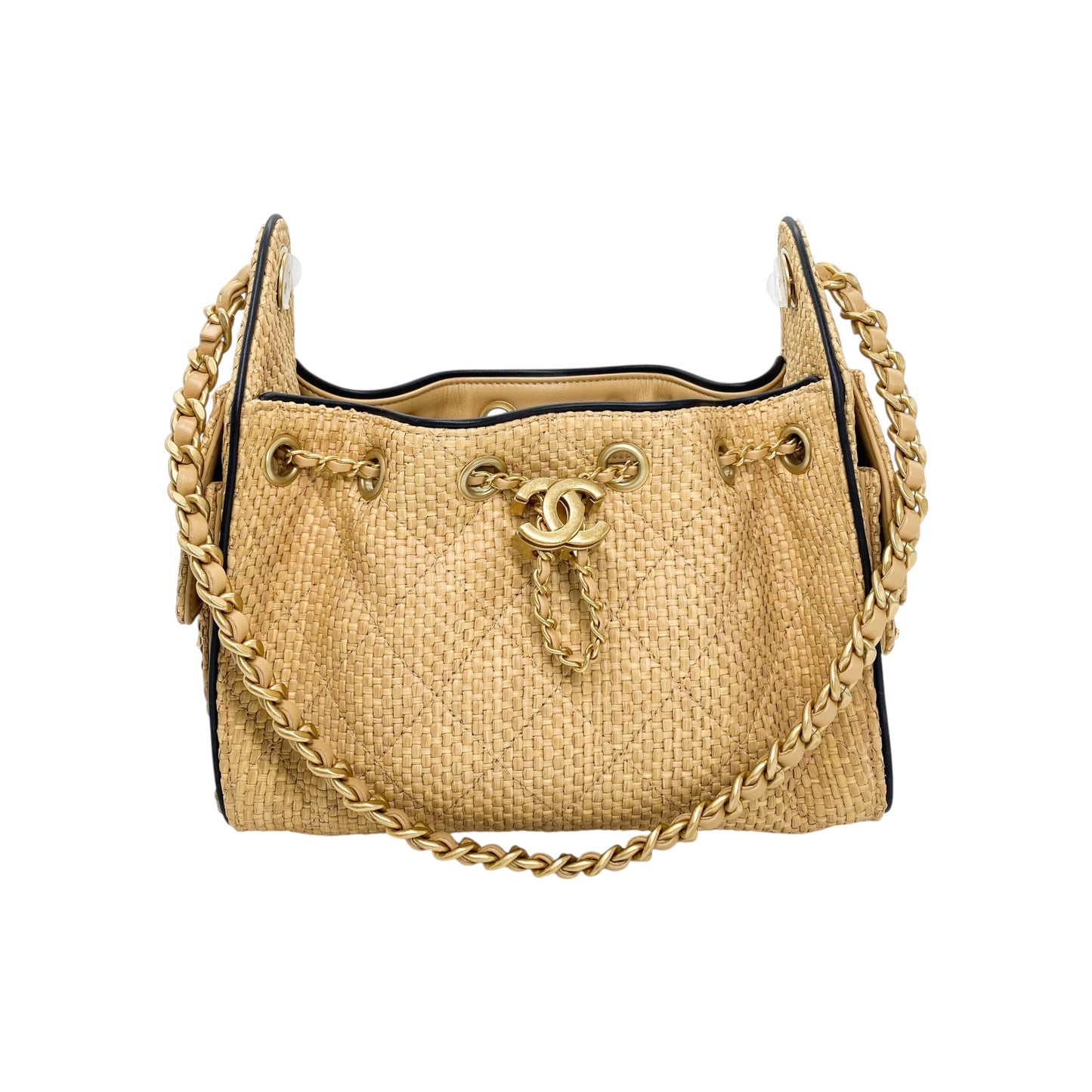Chanel 25 Beige Raffia Mini