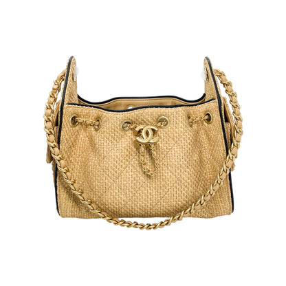 Chanel 25 Beige Raffia Mini