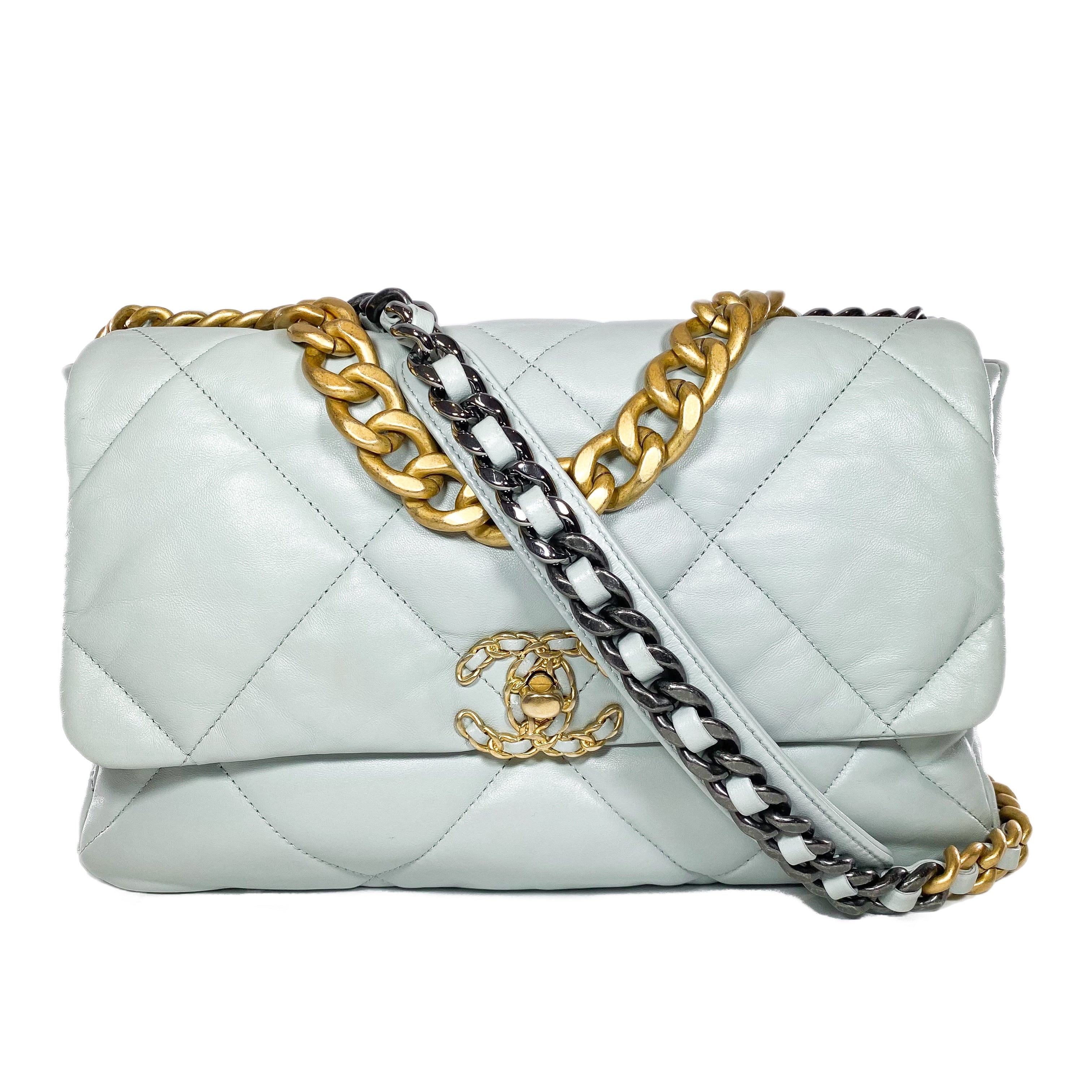 Chanel 19 Large Light Gray Flap Bag