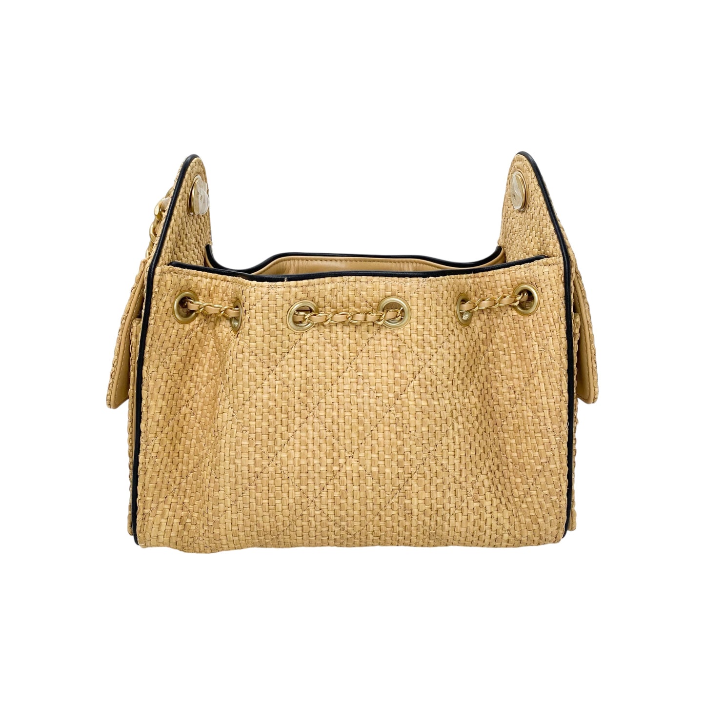 Chanel 25 Beige Raffia Mini