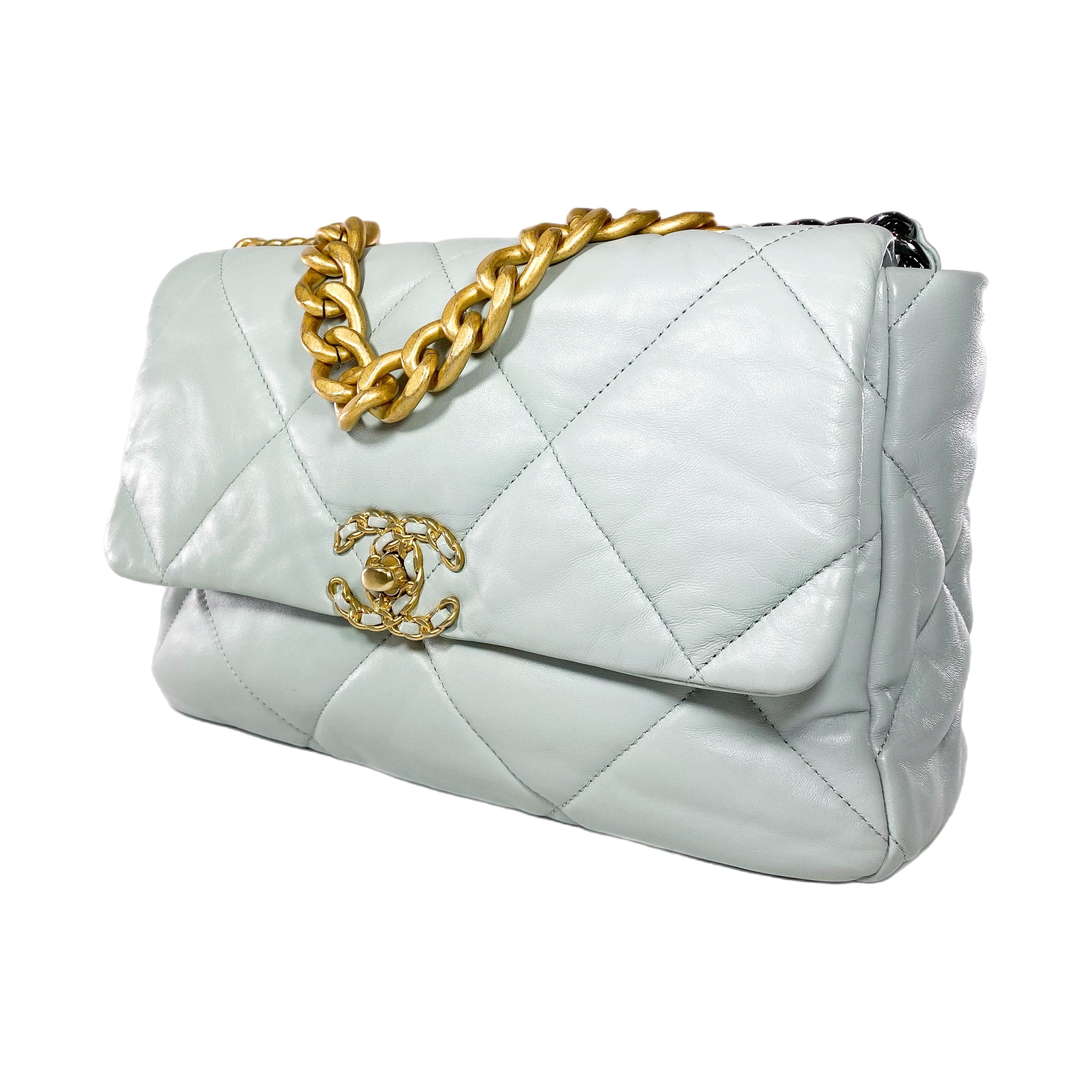 Chanel 19 Large Light Gray Flap Bag