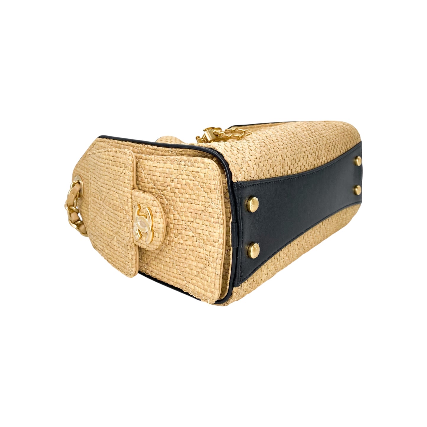 Chanel 25 Beige Raffia Mini