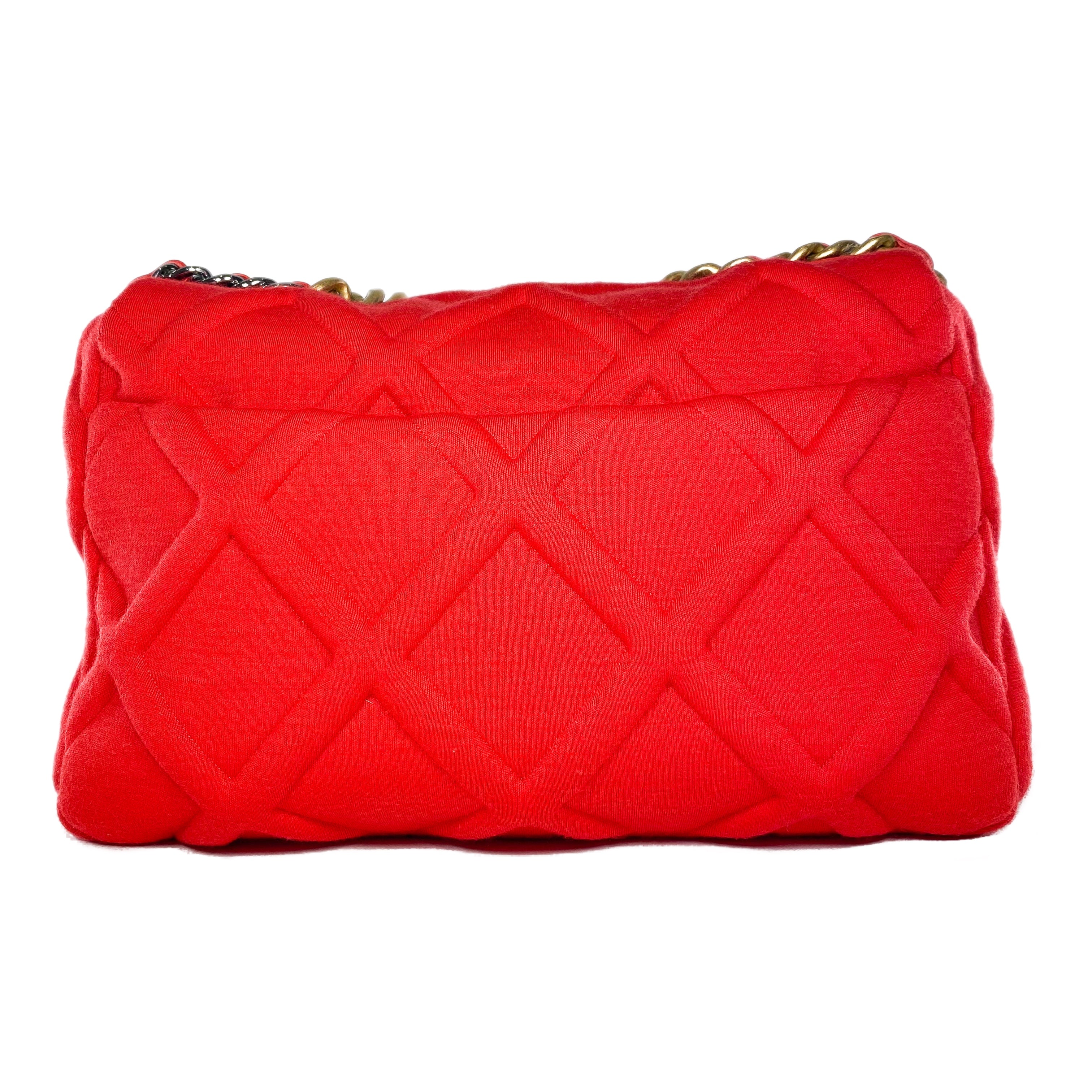 Chanel 19 Large Rouge Jersey Flap Bag