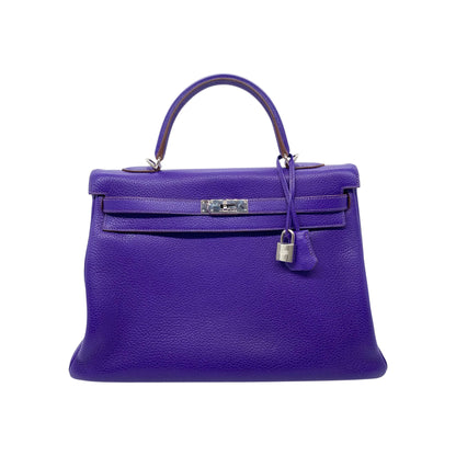 Hermes Kelly 35 Iris Clemence Palladium Hardware