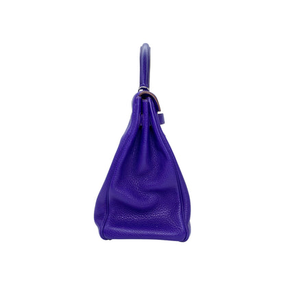 Hermes Kelly 35 Iris Clemence Palladium Hardware
