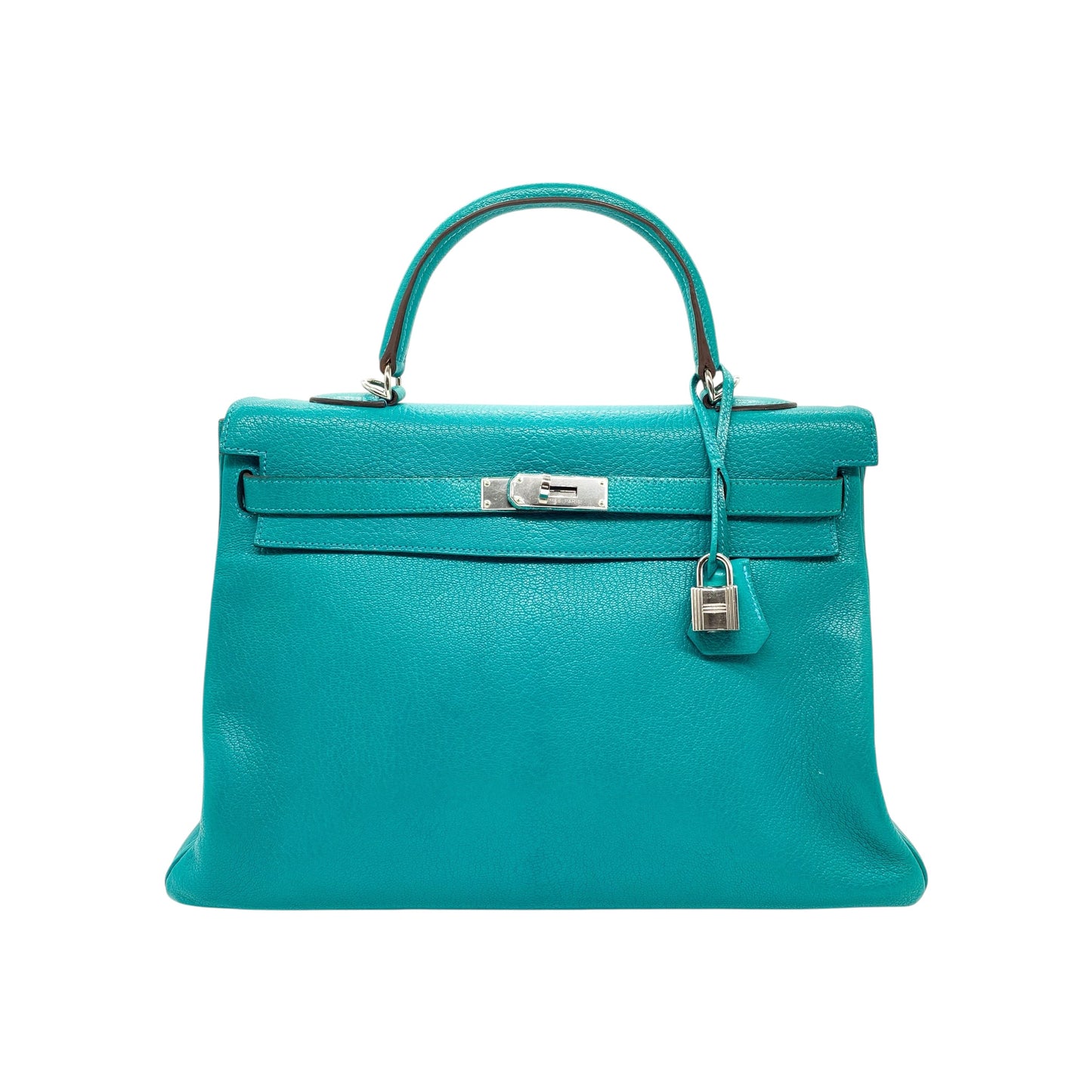 Hermes Kelly 35 Bleu Paon Clemence Palladium Hardware