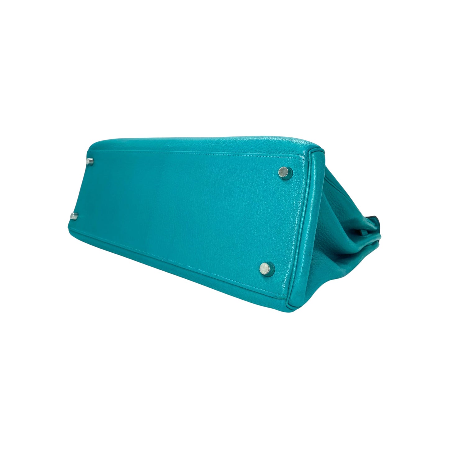 Hermes Kelly 35 Bleu Paon Clemence Palladium Hardware