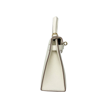 Hermes Mini Kelly 20 Craie Epsom Permabrass