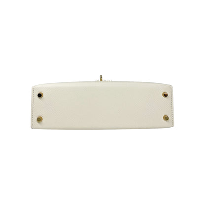 Hermes Mini Kelly 20 Craie Epsom Permabrass