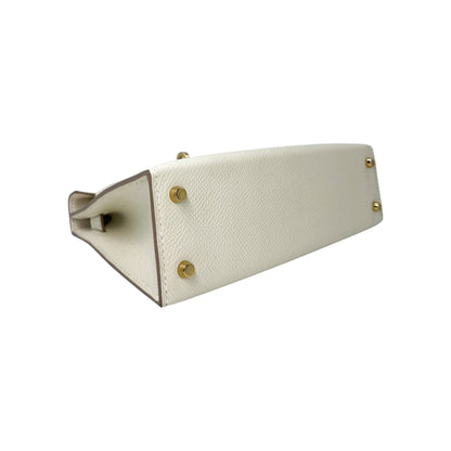 Hermes Mini Kelly 20 Craie Epsom Permabrass