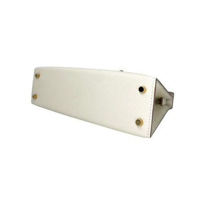 Hermes Mini Kelly 20 Craie Epsom Permabrass