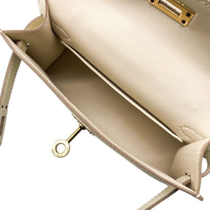 Hermes Mini Kelly 20 Craie Epsom Permabrass