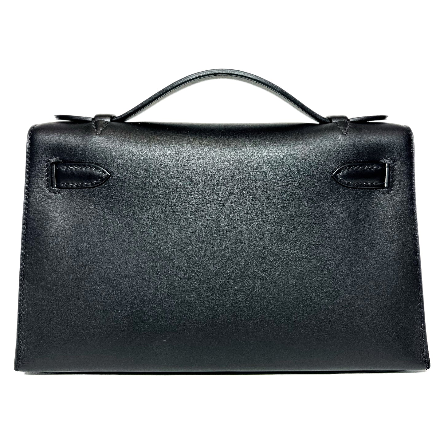 Hermes Kelly Pochette Black Swift Palladium Hardware
