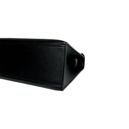 Hermes Kelly Pochette Black Swift Palladium Hardware